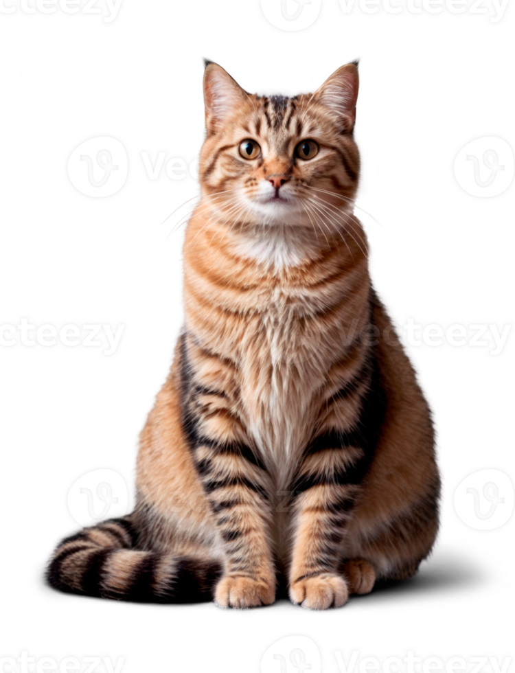 Portrait of Ginger Cat sitting isolated on transparent background png