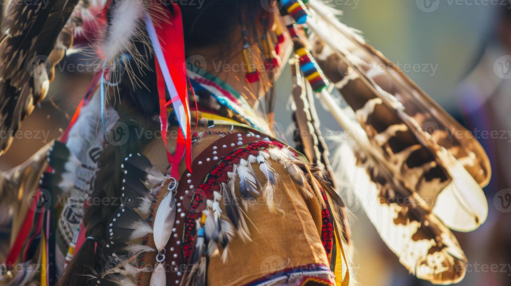 Native American Indian Headdress With Feathers. AI-generated photo