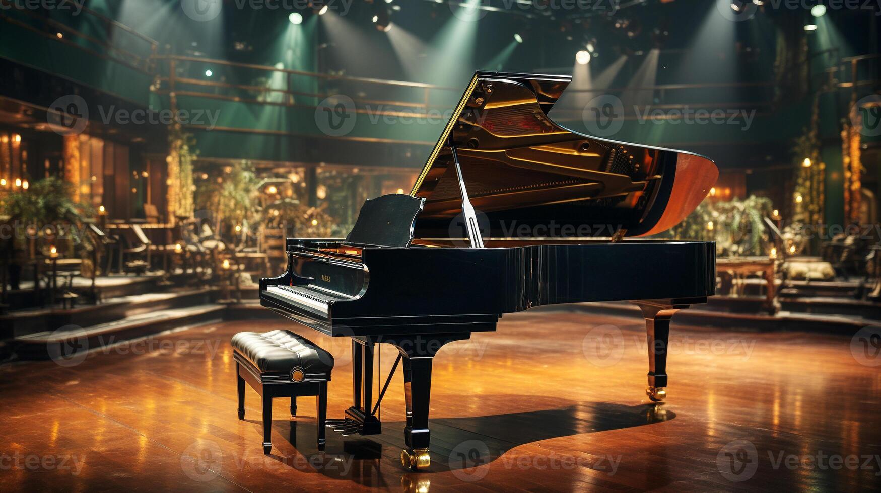 Grand piano indoors of theater place photo