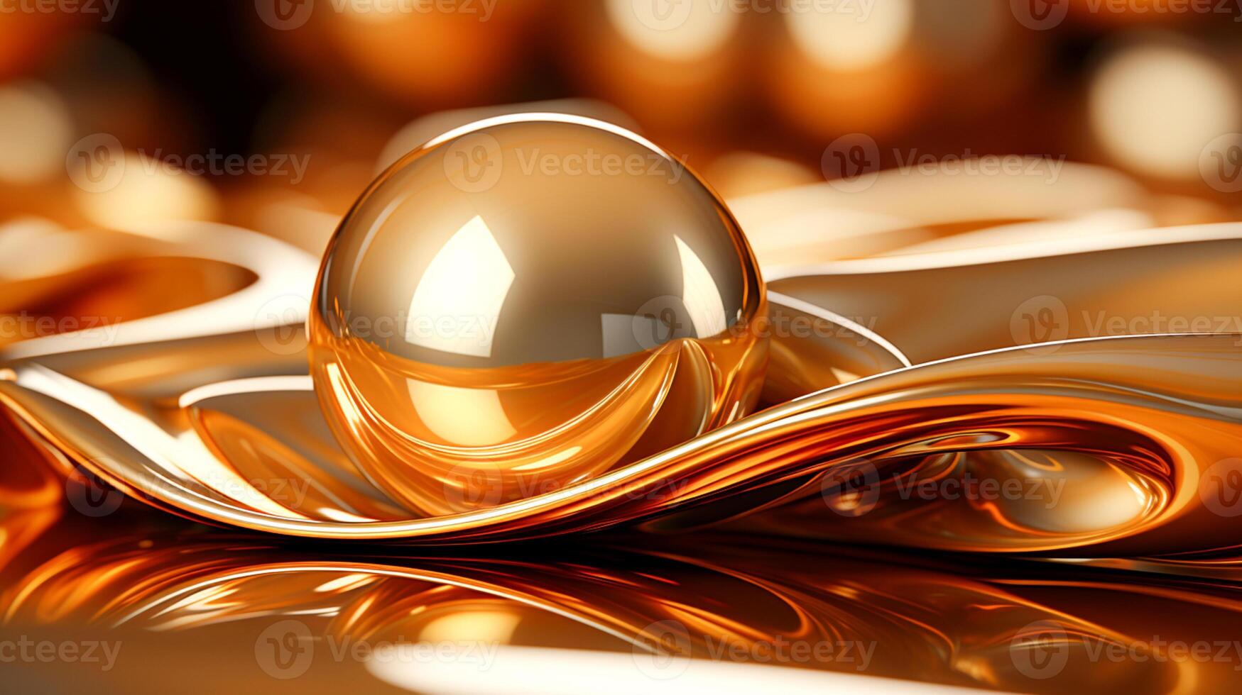 Golden glossy 3d spheres abstract background photo