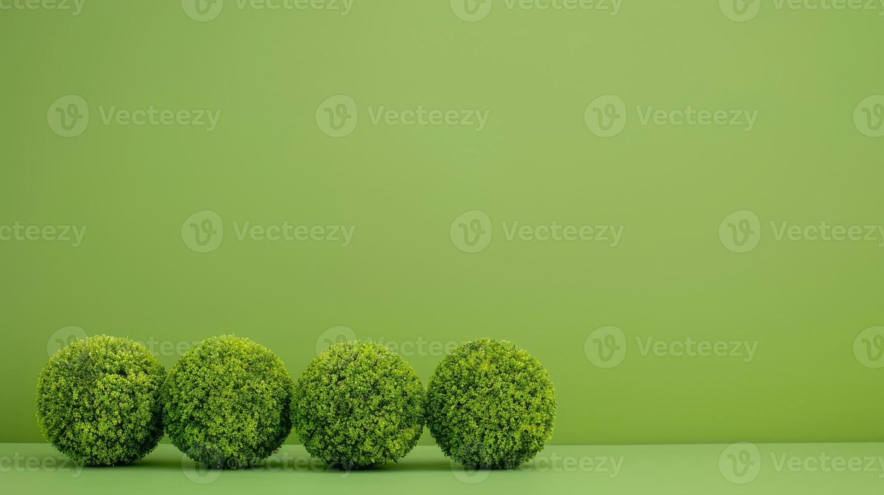Three Green Balls on Table. AI-generated photo
