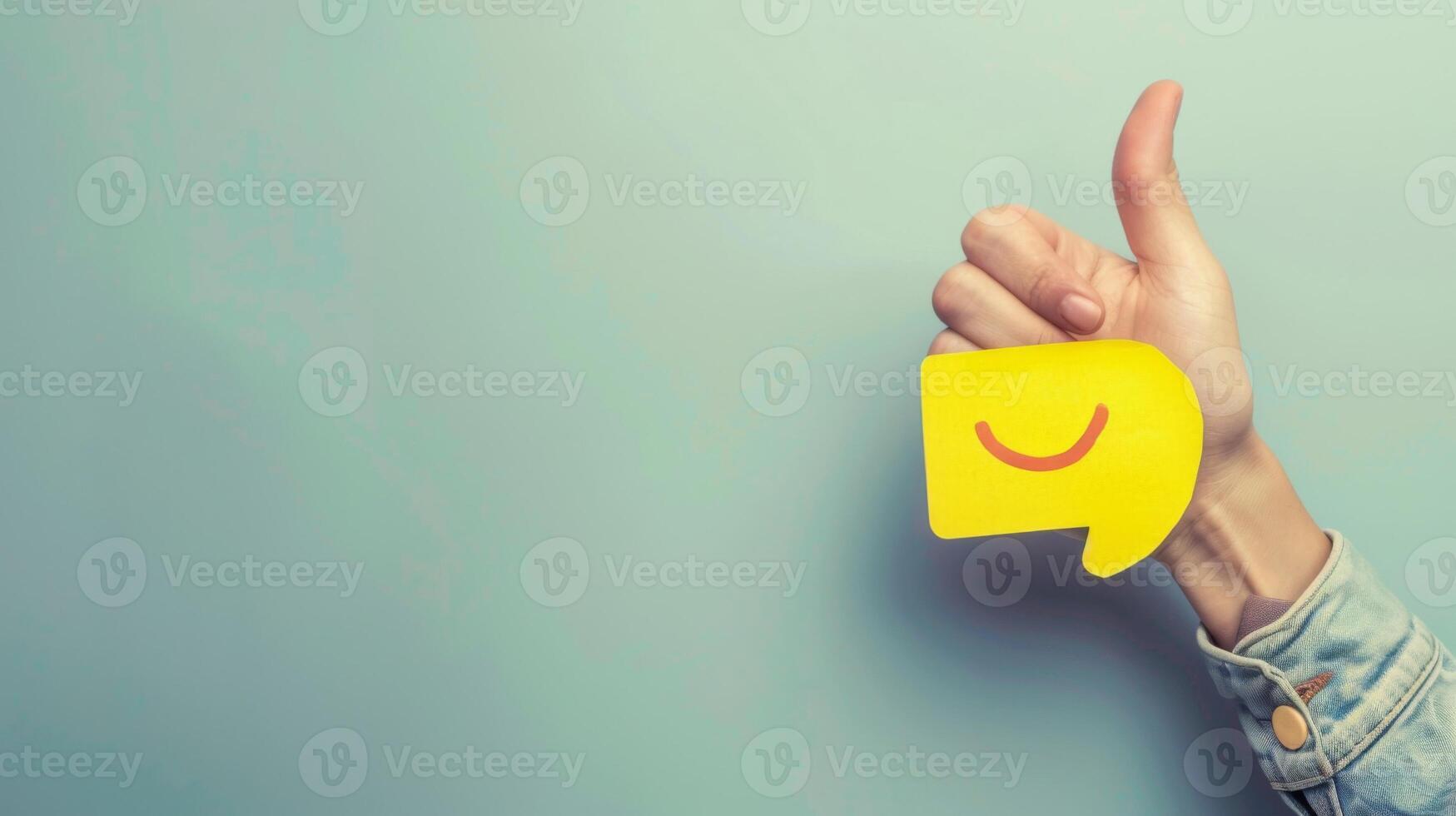 Person Holding Yellow Paper Smiley Face. AI-generated photo