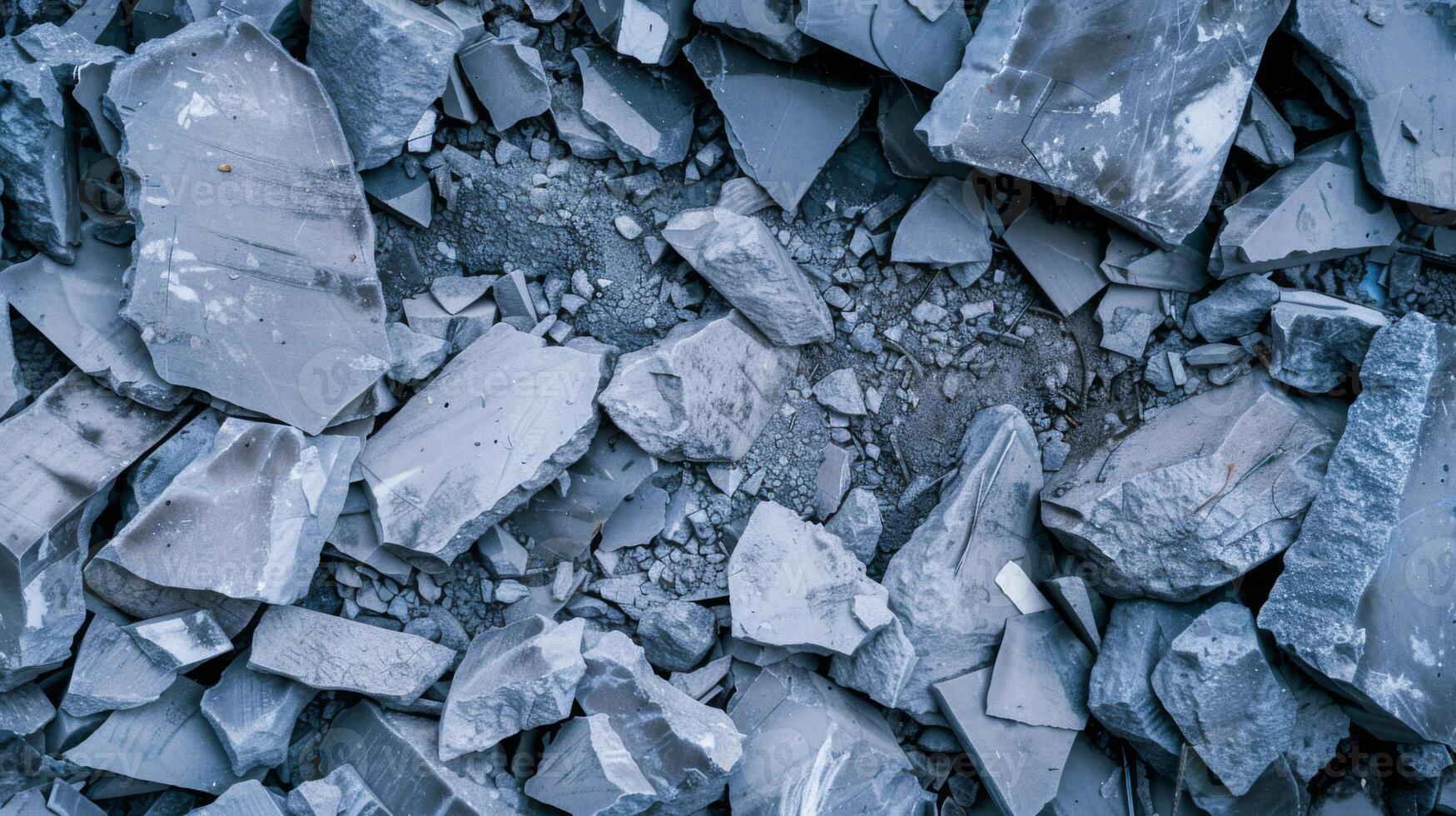 Pile of Broken Glass on Rocks. AI-generated photo