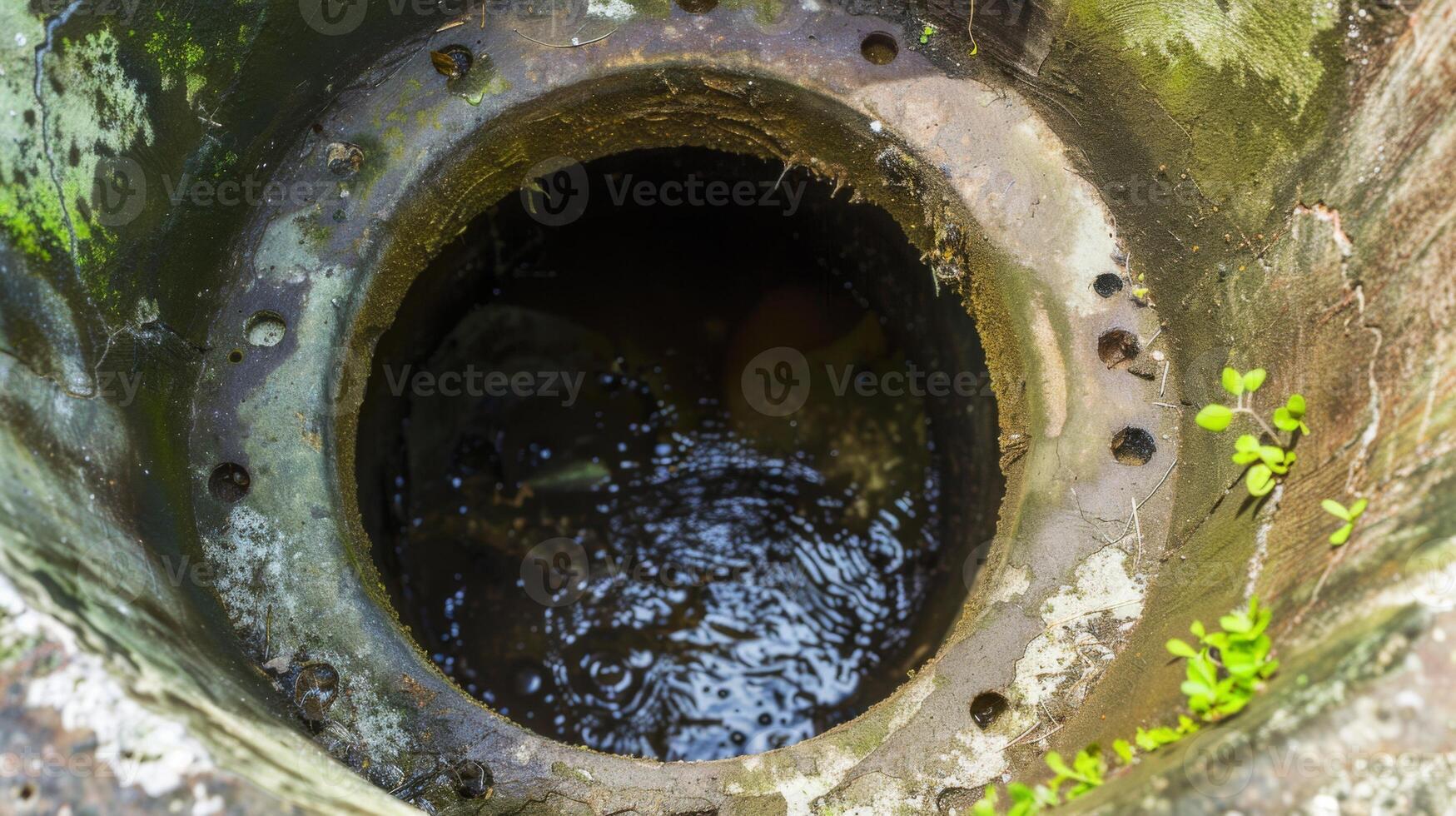 Plant Growing Out of Hole in Ground. AI-generated photo