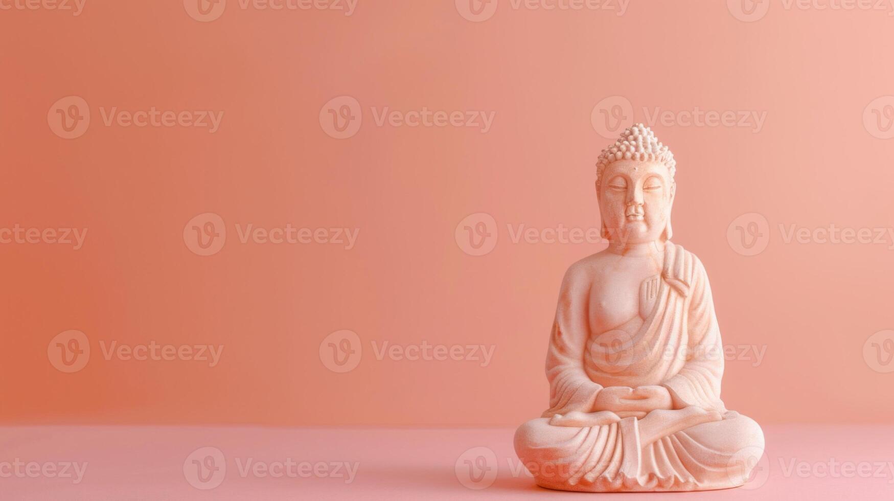White Buddha Statue on Pink Surface. AI-generated photo