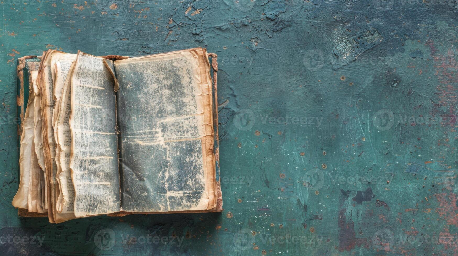 Old Book Hanging on Green Wall. AI-generated photo