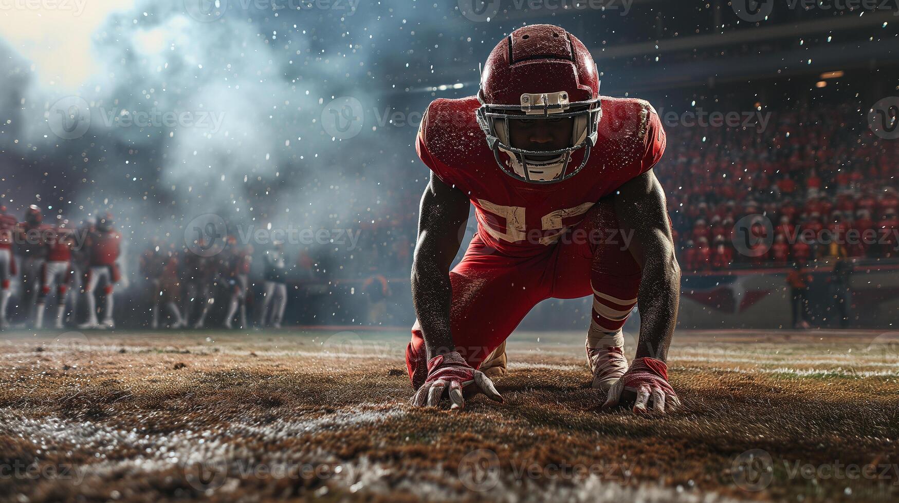 American football player in action during a game photo