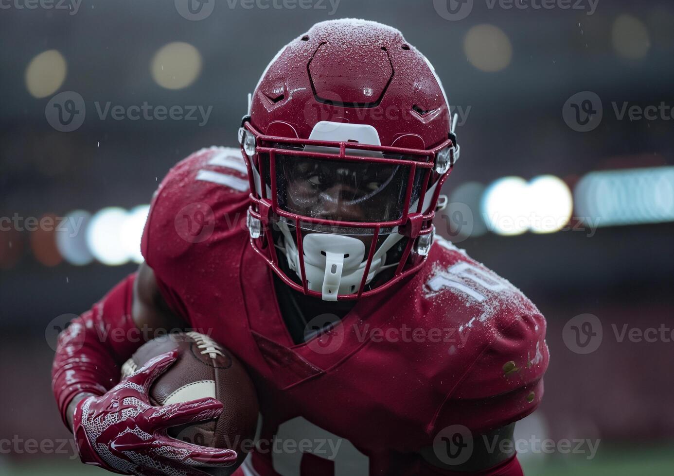 American football player in action during a game photo