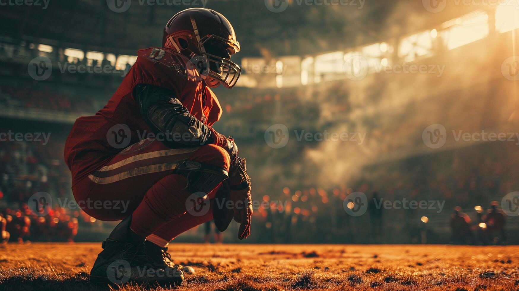 American football player in action during a game photo