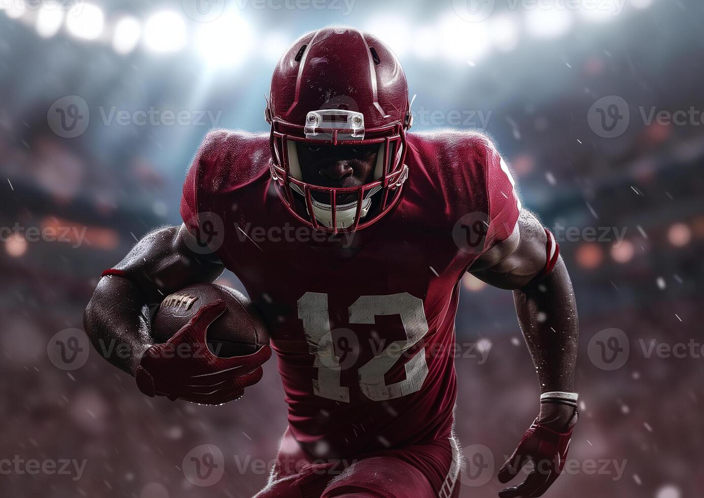 American football player in action during a game photo