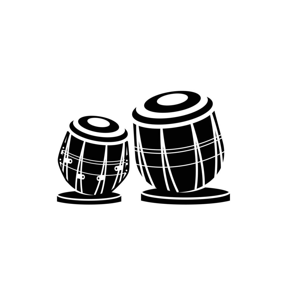 Illustration of a logo of a traditional Indian musical instrument, a tabla silhouette suitable for music stores and communities. vector
