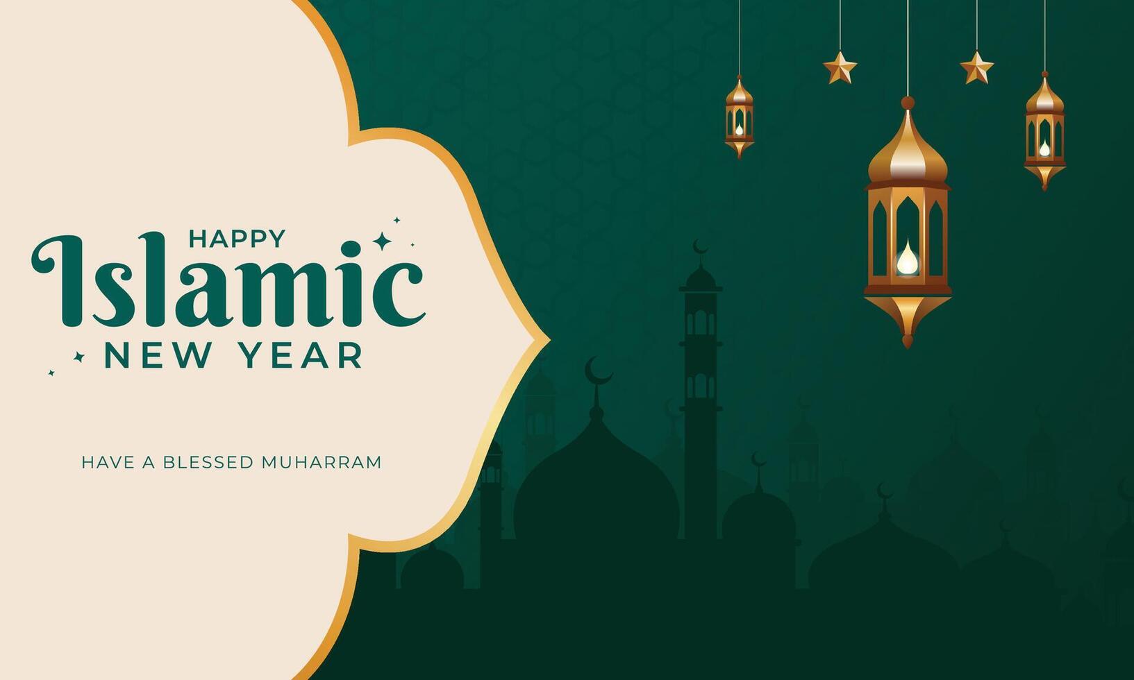 Islamic New Year Celebration With Beautiful Background vector