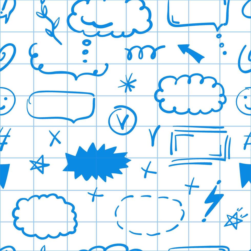 Simple sketch line style seamless pattern. Doodle cute ink pen line elements. Doodle arrow, heart, star, decoration symbol, icon. vector
