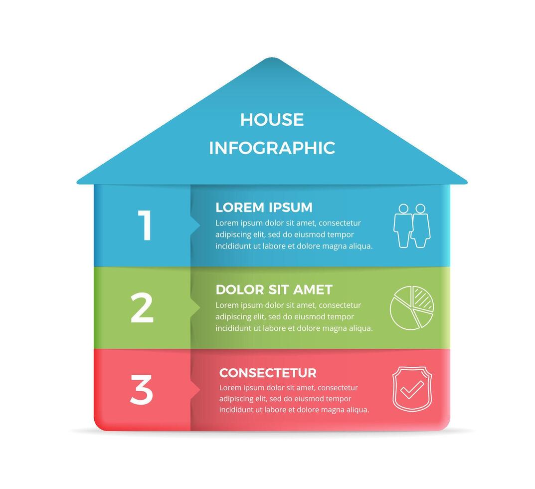 Infographic template with house divided on three elements vector