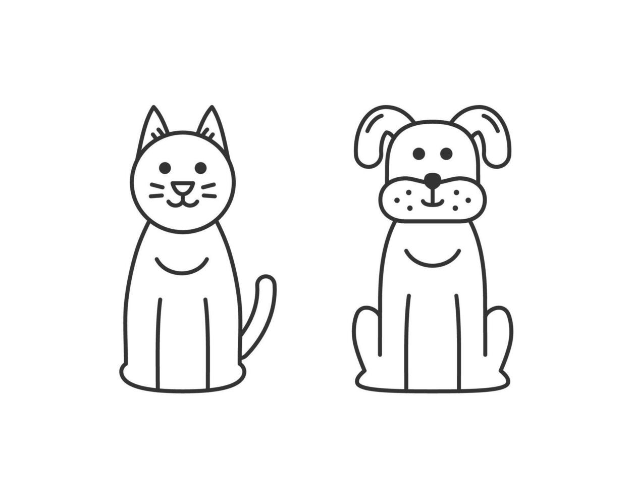 Cat and Dog Line Icons vector