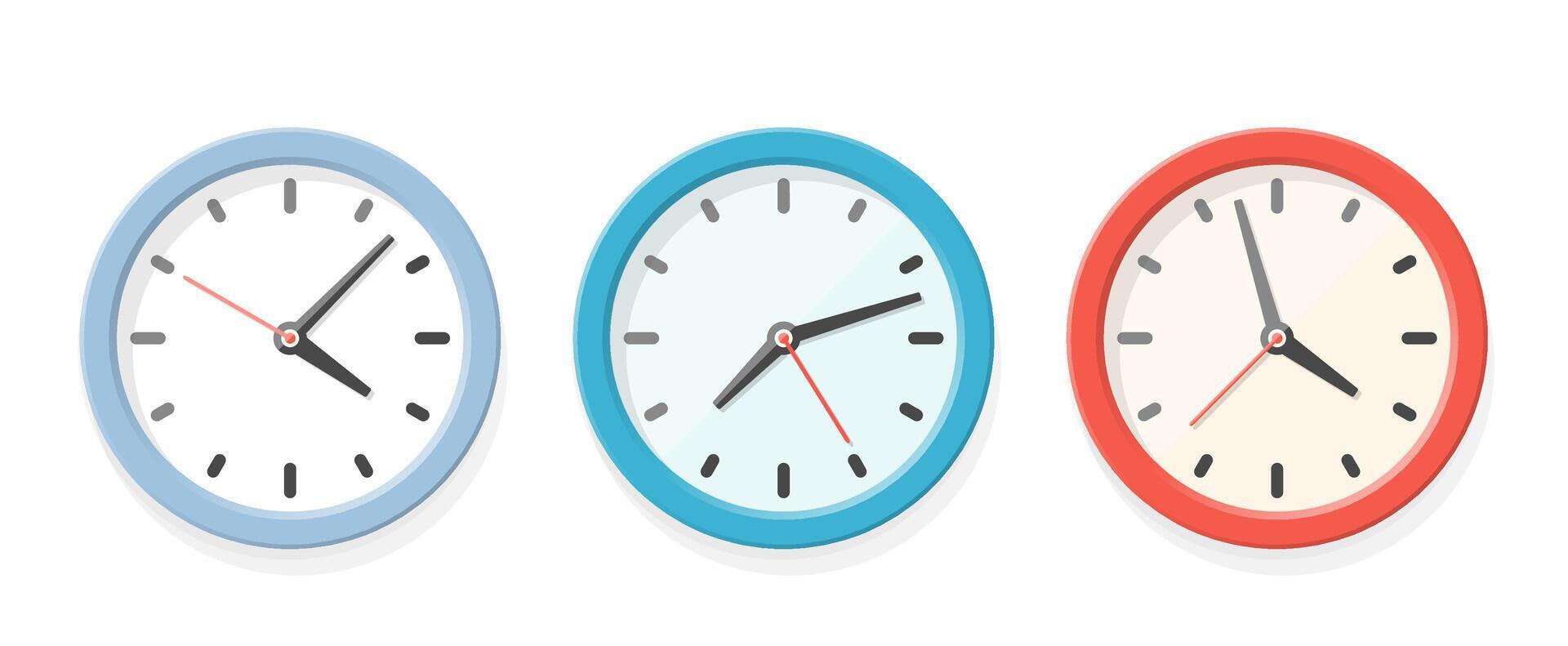 Three clocks on white background 46840916 Vector Art at Vecteezy