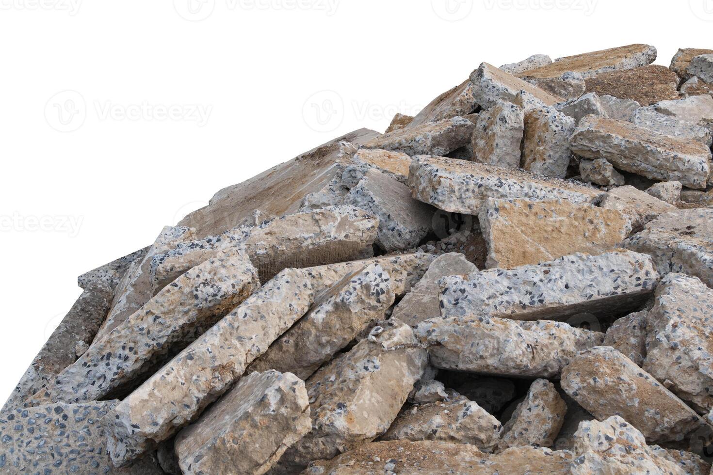 Ruined rubble isolated on white background have clipping path photo