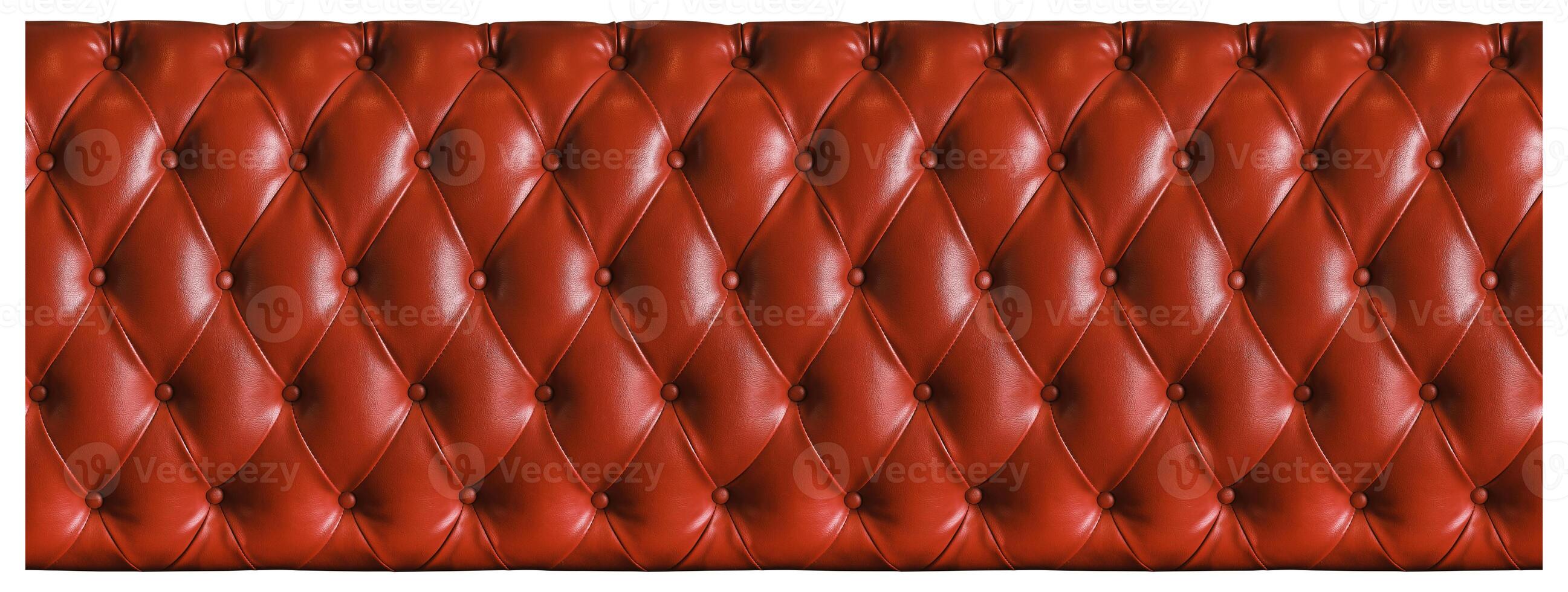 Leather texture red sofa pattern, luxury upholstery isolated on white background have clipping path photo