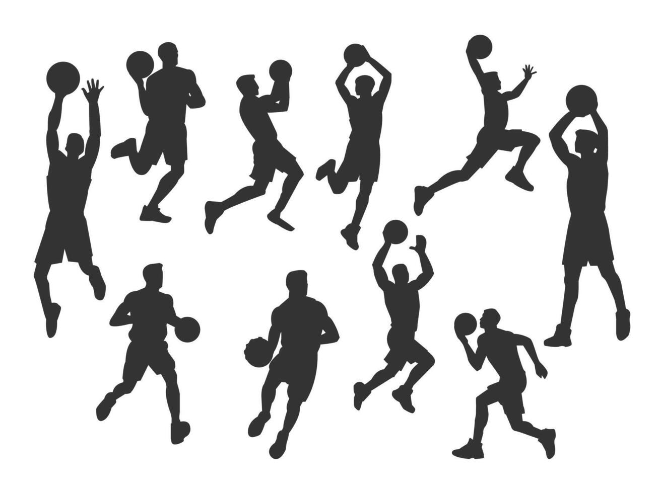 basket player set silhouette vector