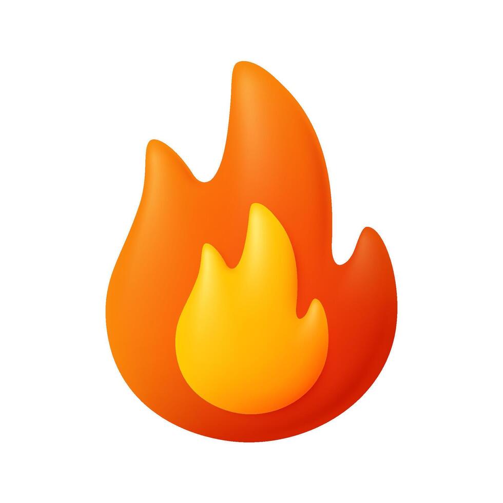 Fire flame. Camping, energy and power concept. 3d icon. Cartoon minimal style. vector
