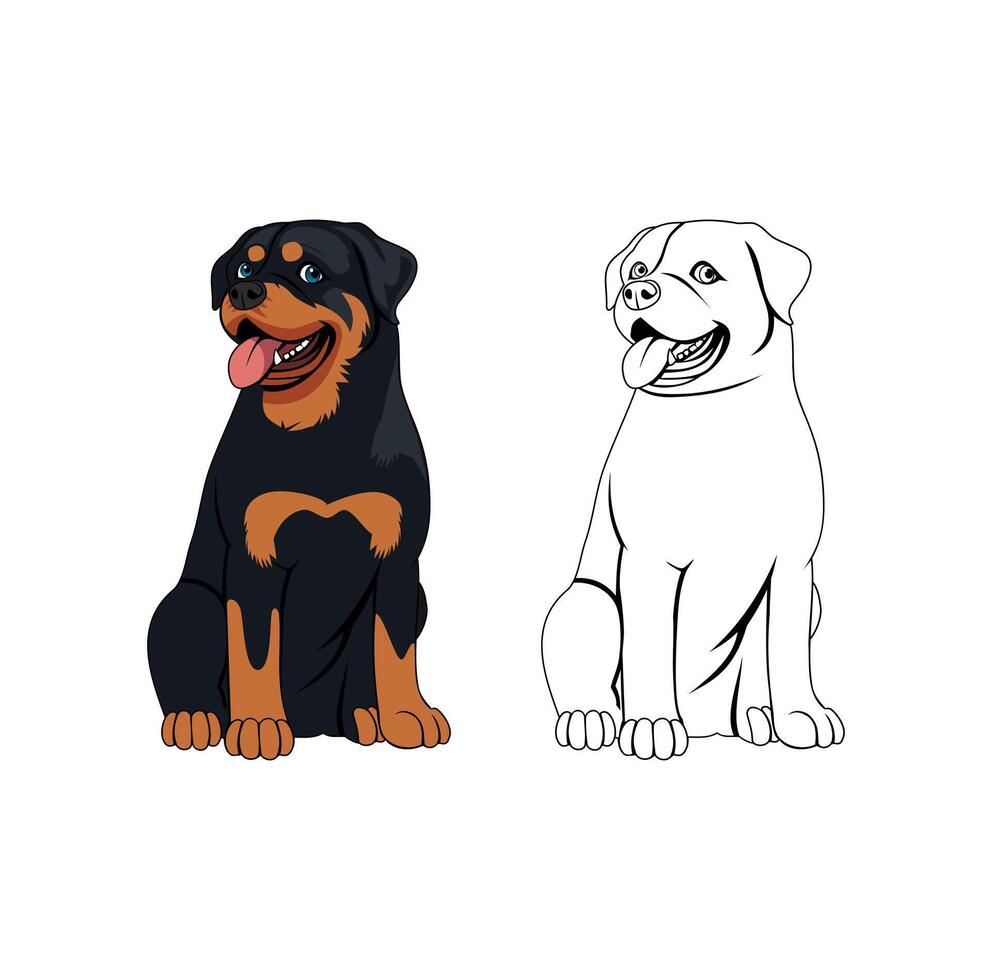 Rottweiler Dog Cartoon Character Design Illustration vector