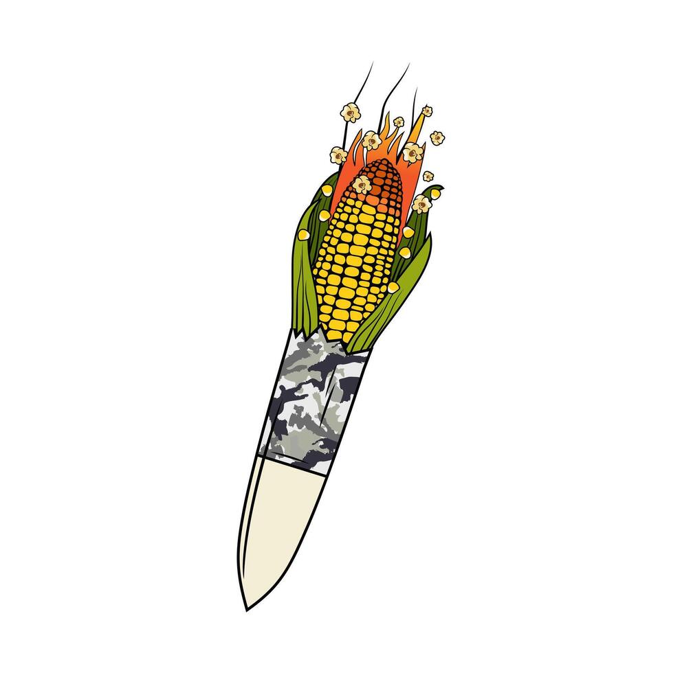 Corn Rocket Army Cartoon Design Illustration vector