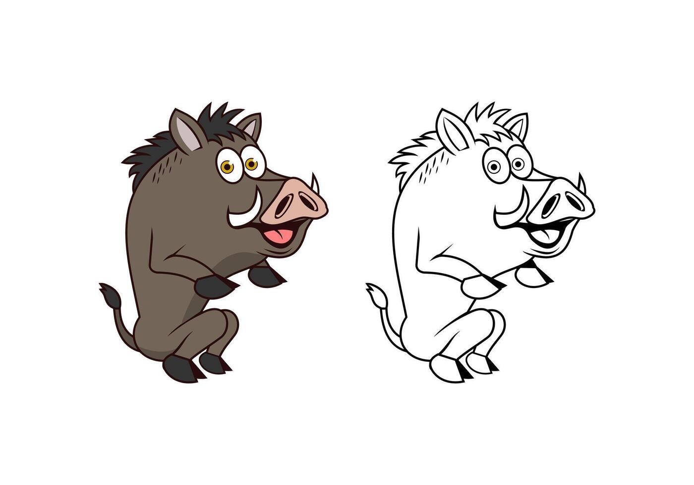 Hog Cartoon Character Design Illustration vector