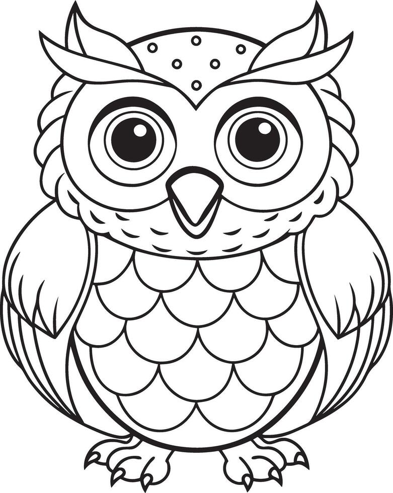 Cute Owl Doodle Coloring Page Character vector