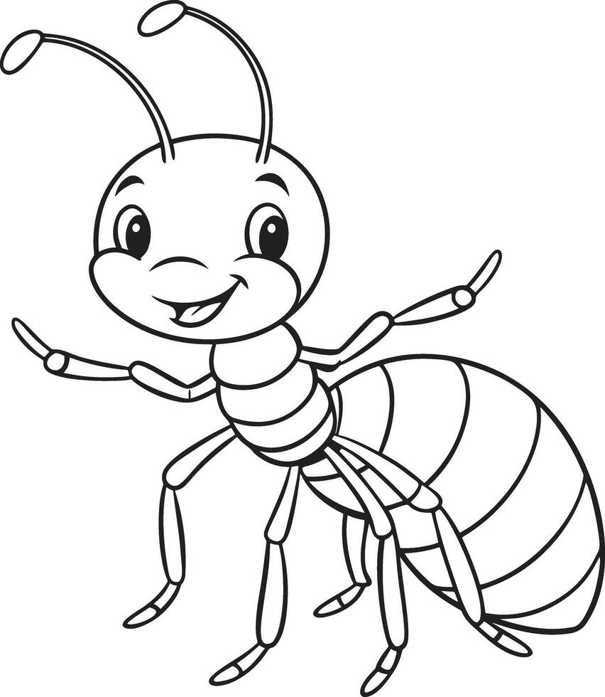 Cute Ant Doodle Coloring Page Character vector