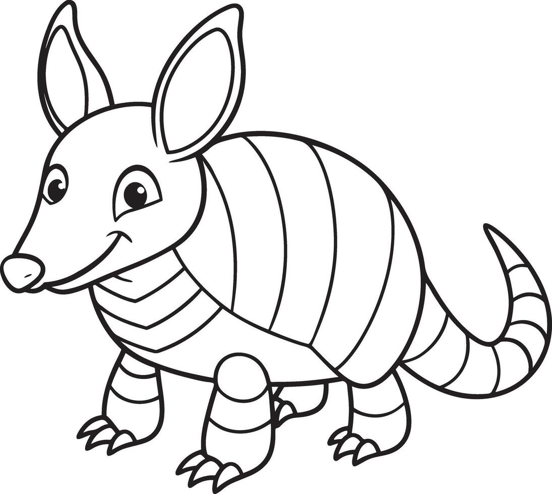 Cute Armadillo Doodle Coloring Cartoon Character vector