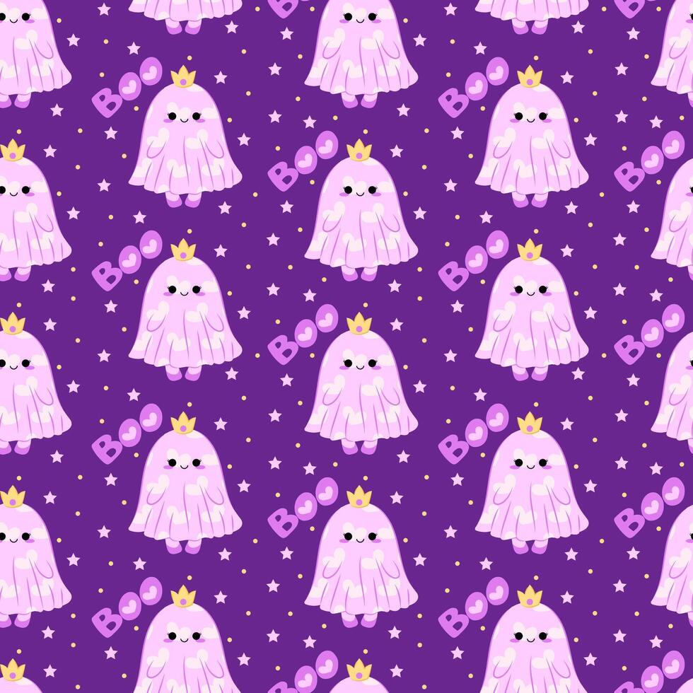 Seamless pattern with cute ghost princess. Halloween. Pattern for textile, wrapping paper, background. vector