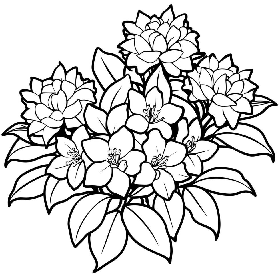 Plants with flower coloring pages. Flower outline vector
