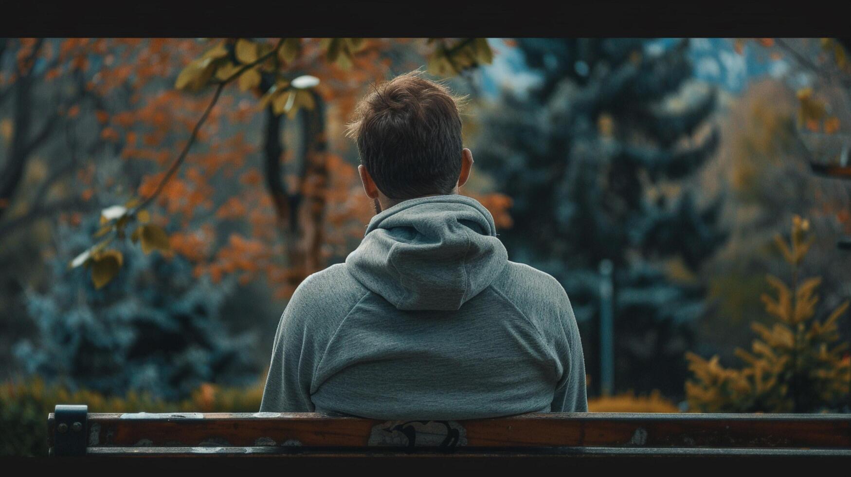 young adult man in casual clothing contemplates photo