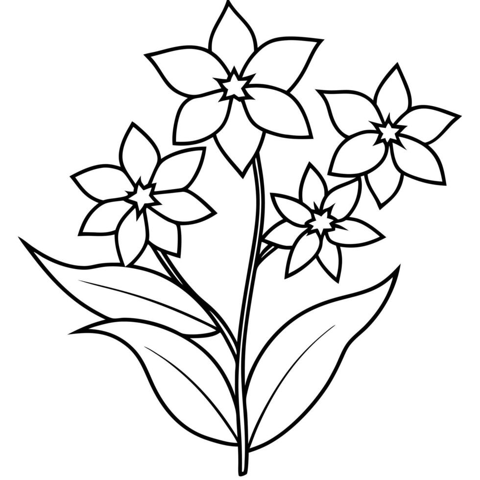 Plants with flower coloring pages. Flower outline vector