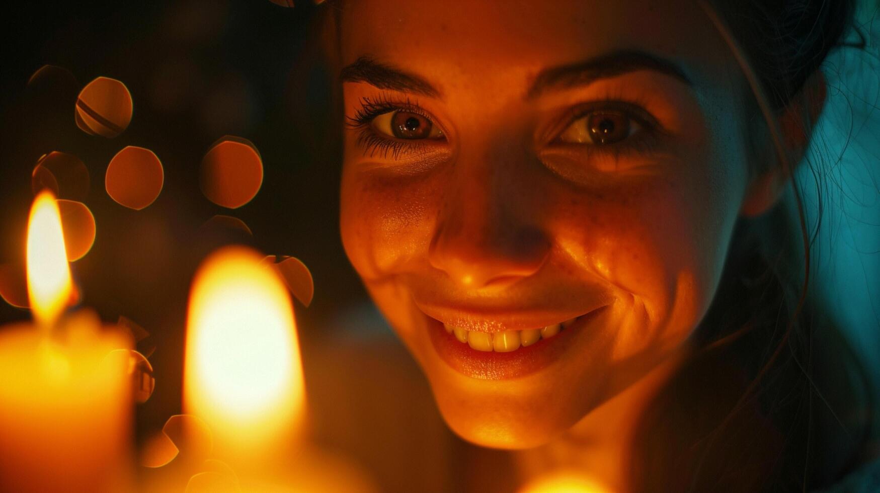 young adult woman looking at camera smiling photo