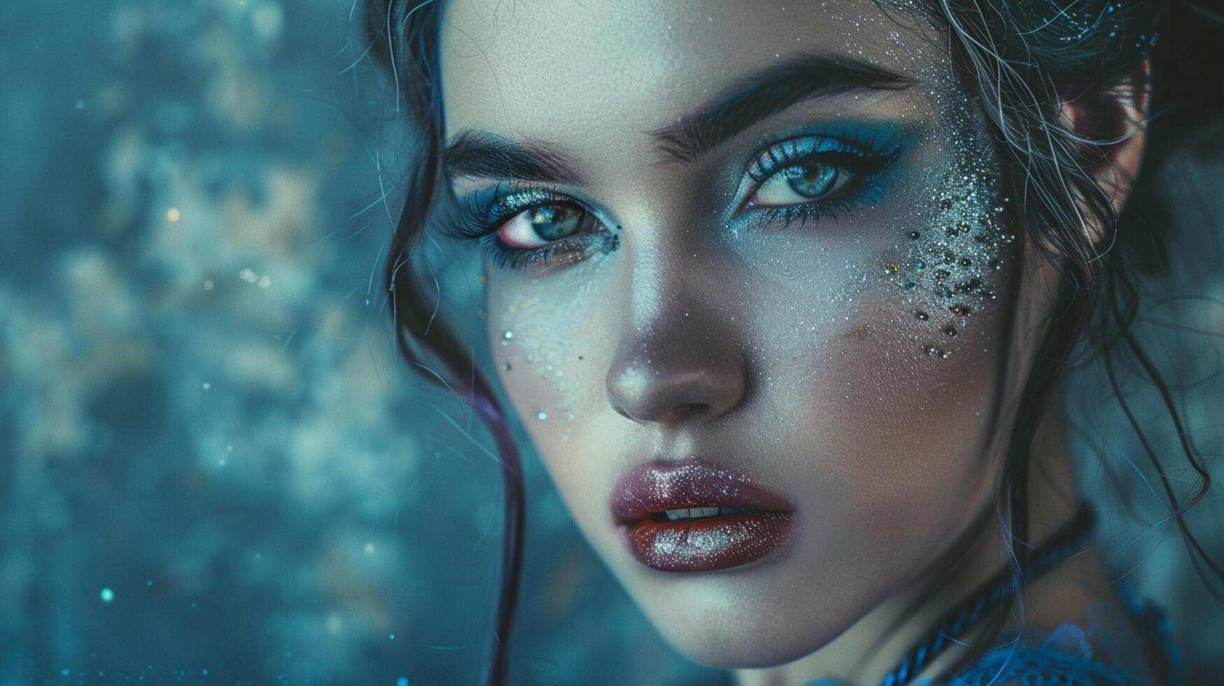 young adult woman with creative makeup photo