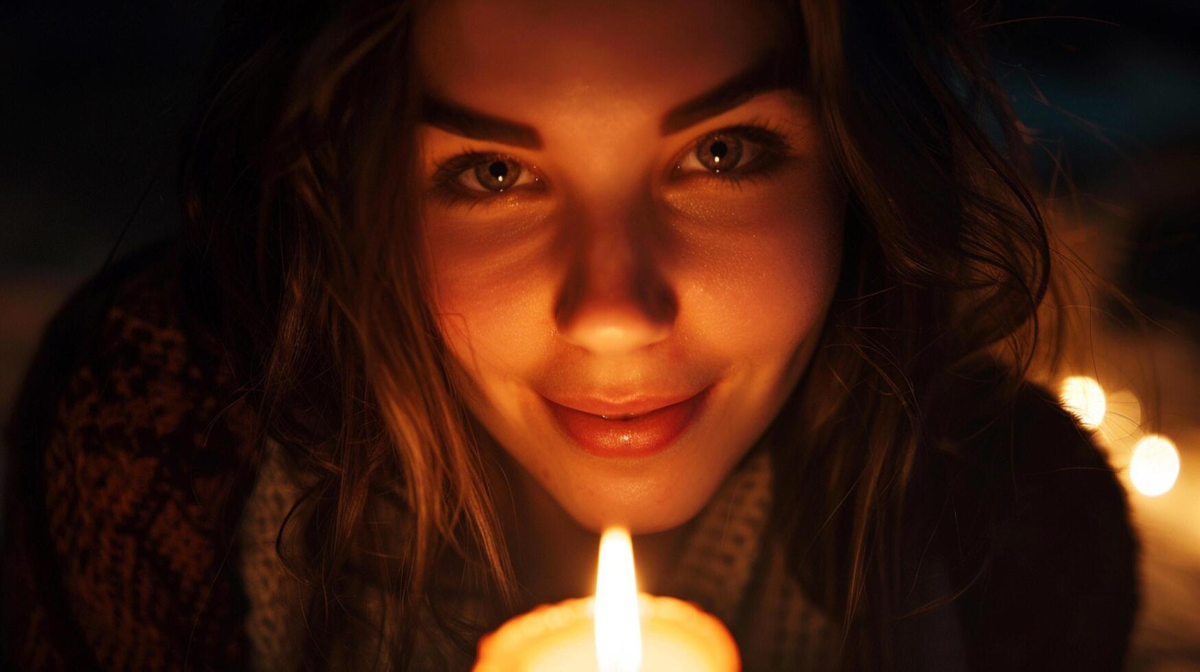 young adult woman looking at camera smiling photo