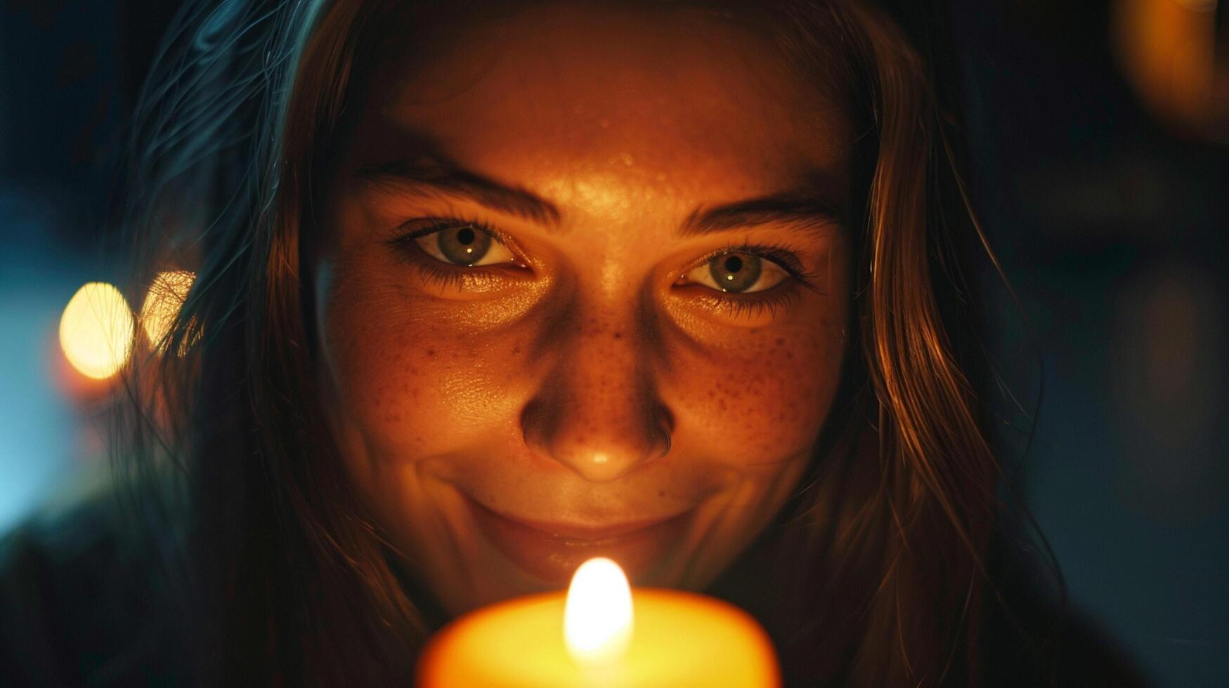 young adult woman looking at camera smiling photo