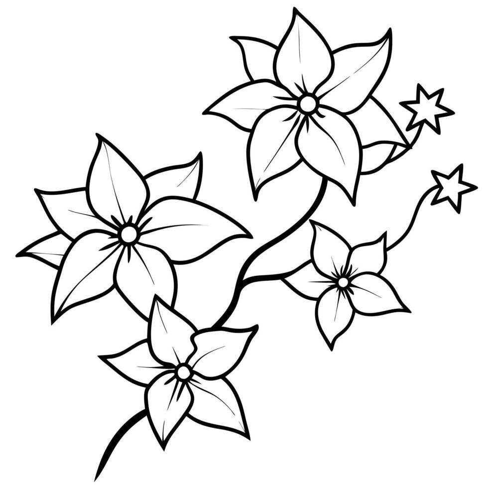 Plants with flower coloring pages. Flower outline vector