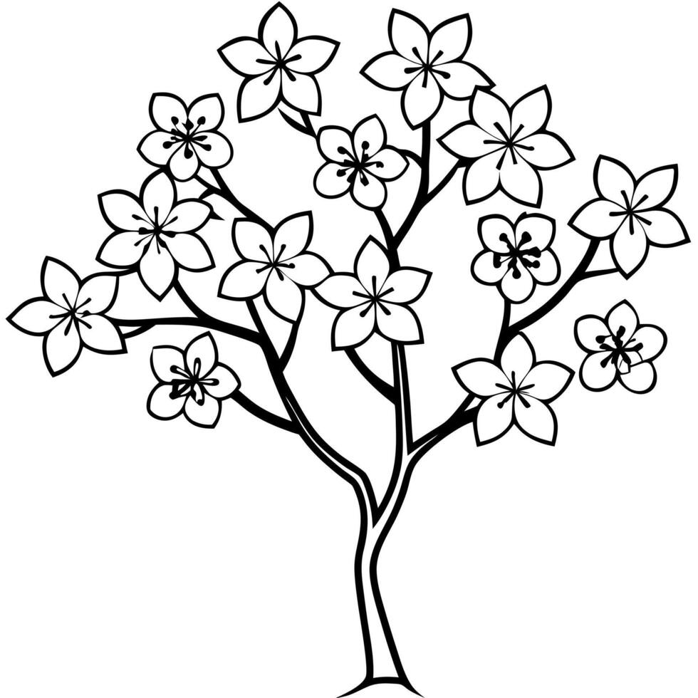 Plants with flower coloring pages. Flower outline vector