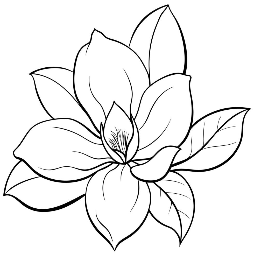 Plants with flower coloring pages. Flower outline vector