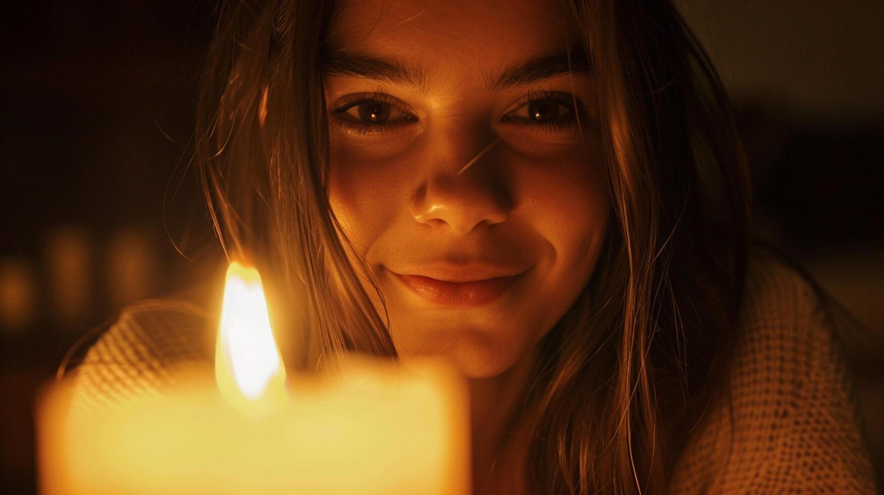young adult woman looking at camera smiling photo