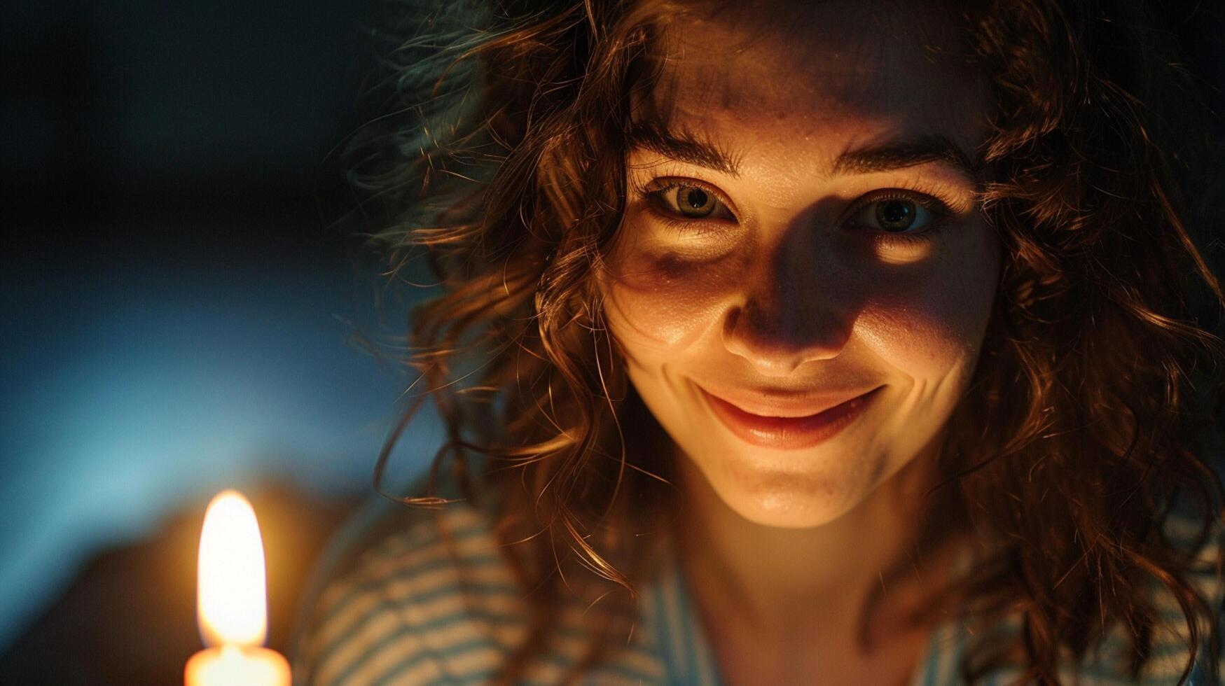 young adult woman looking at camera smiling photo