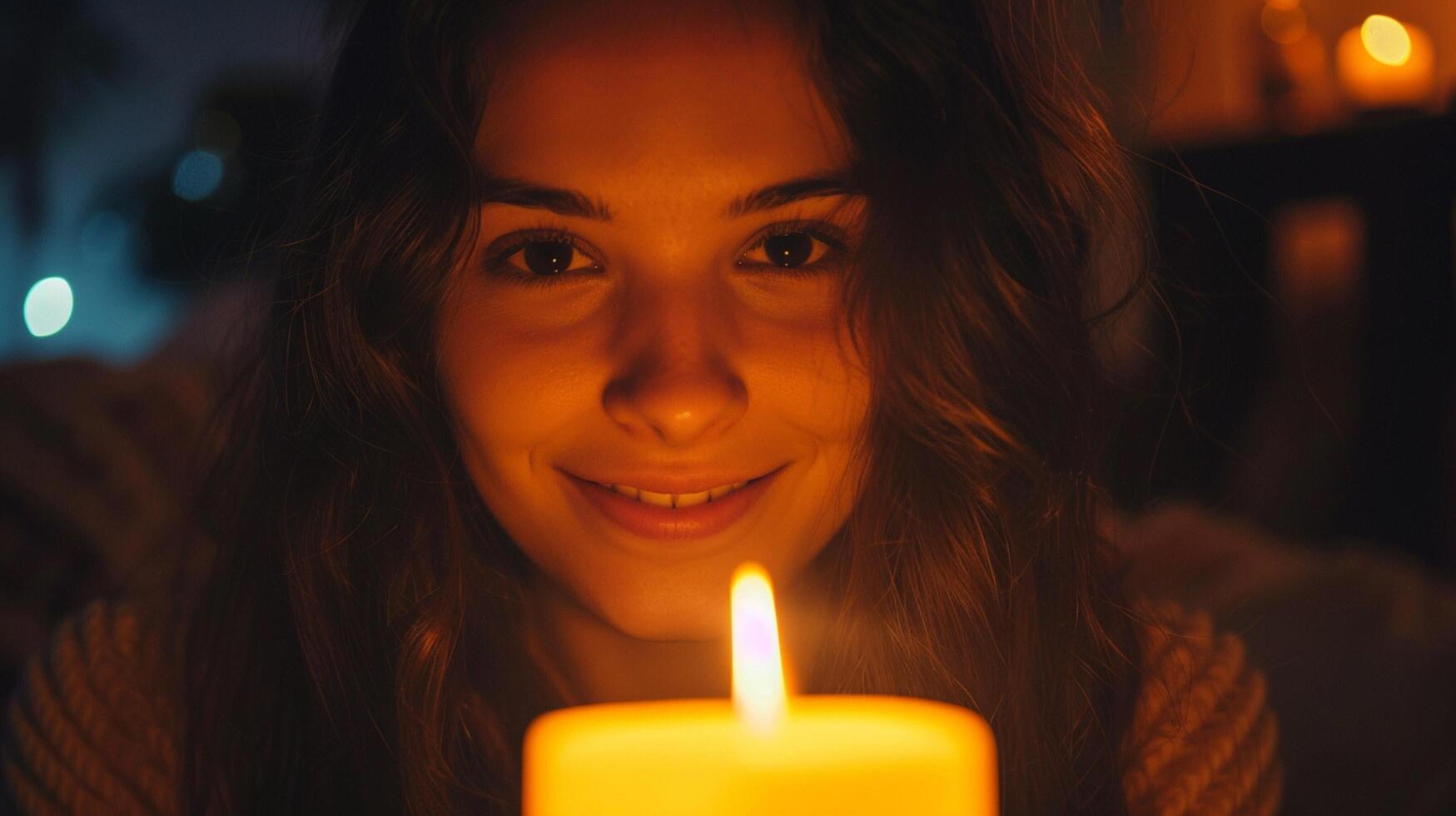 young adult woman looking at camera smiling photo