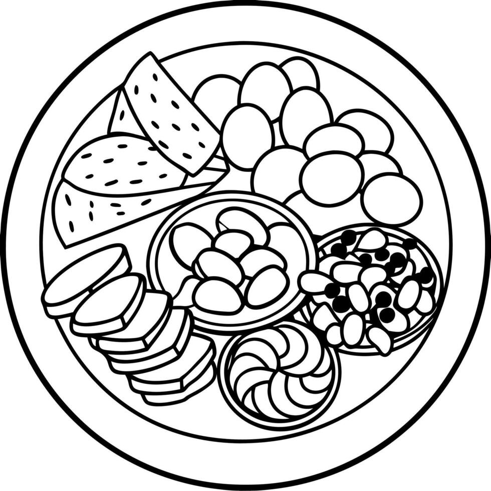 Delicious food line art for coloring book vector