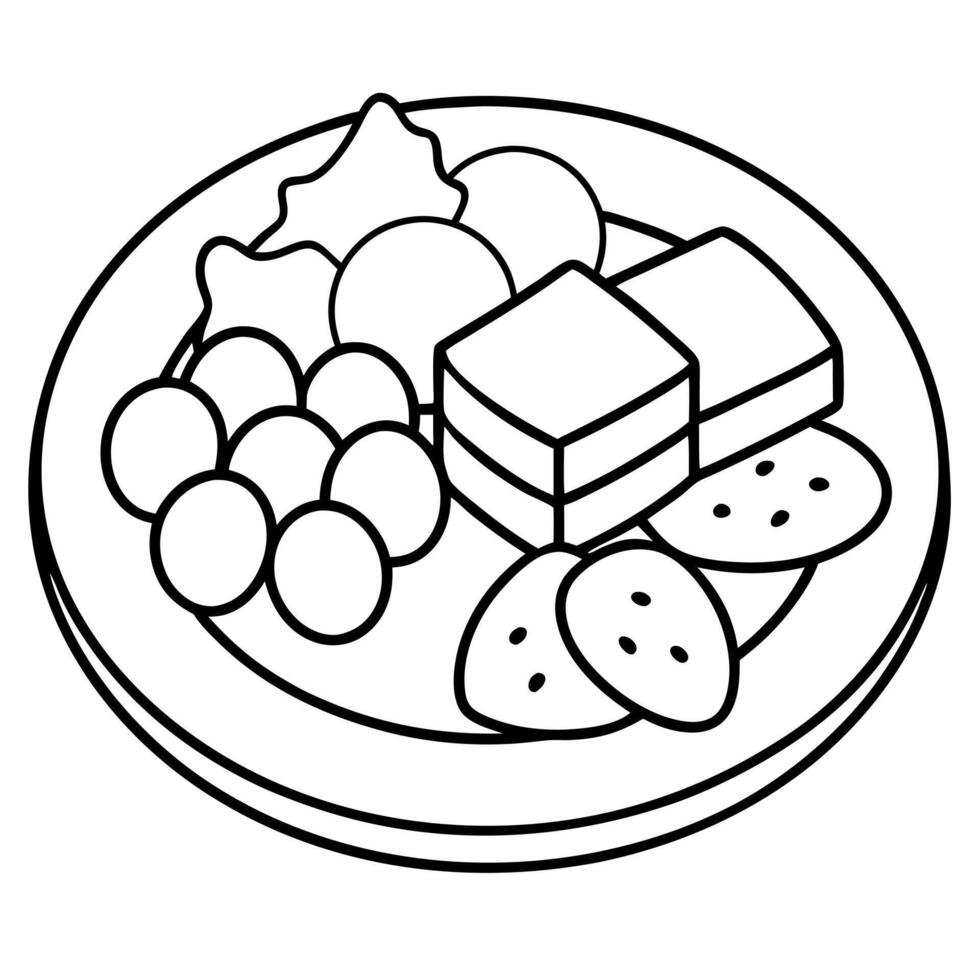 Delicious food line art for coloring book vector