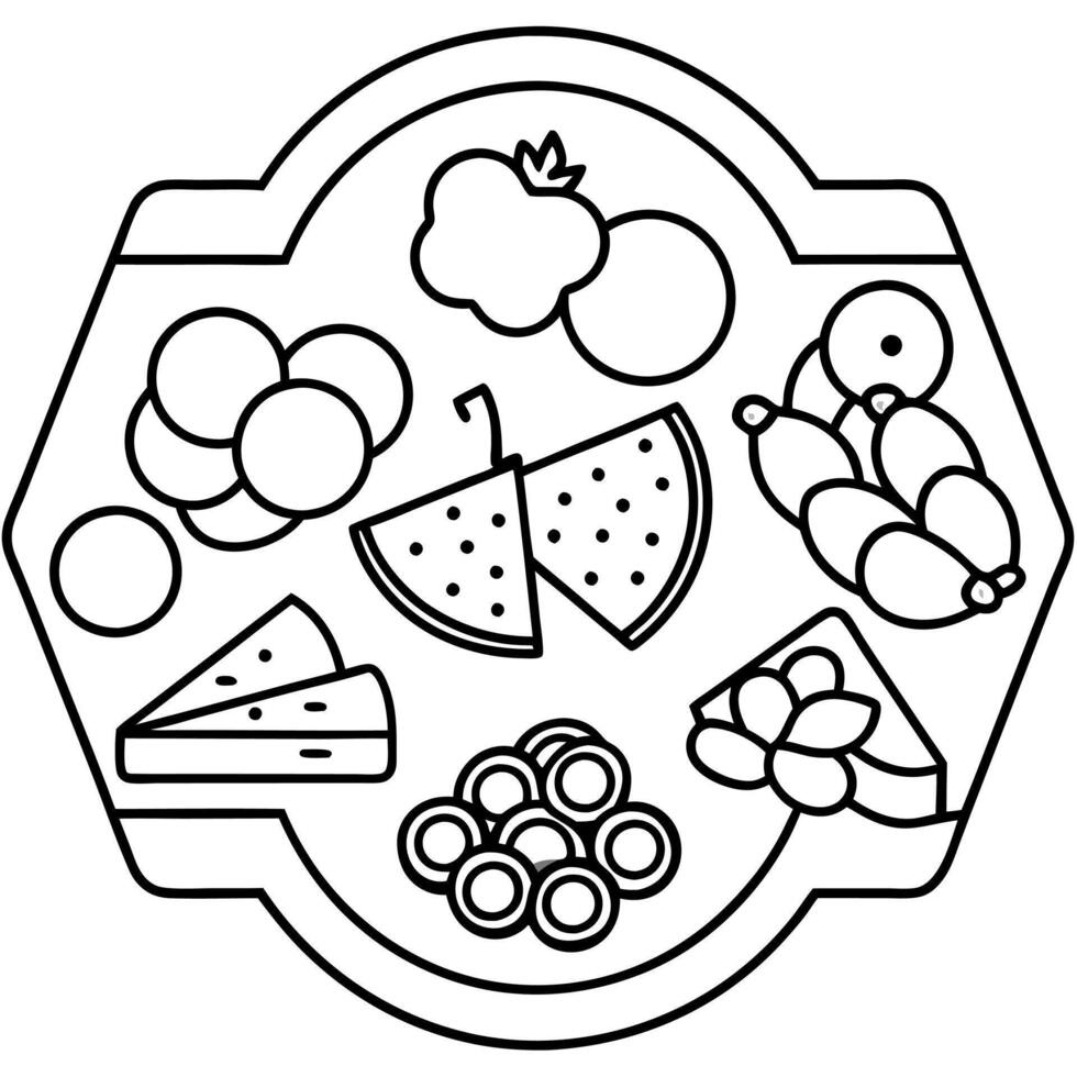 Delicious food line art for coloring book vector