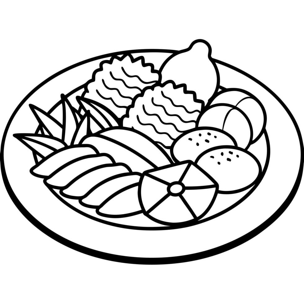 Delicious food line art for coloring book vector