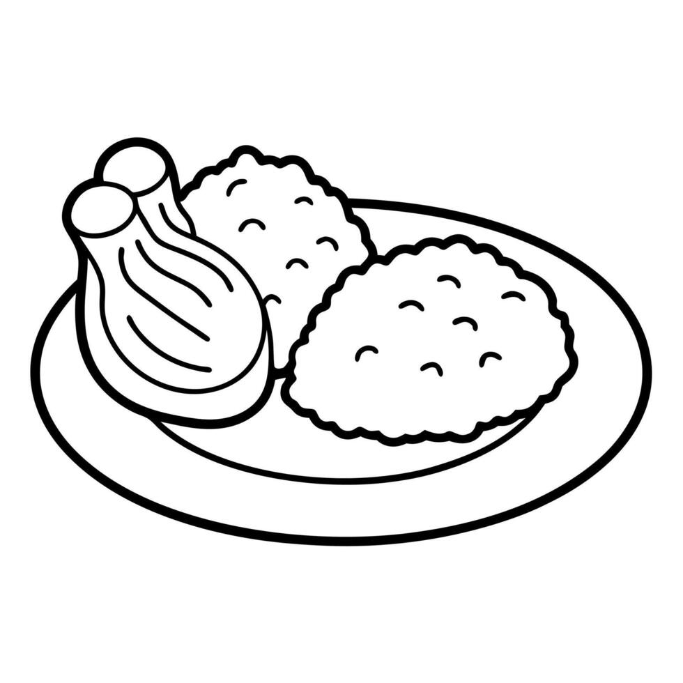 Delicious food line art for coloring book vector