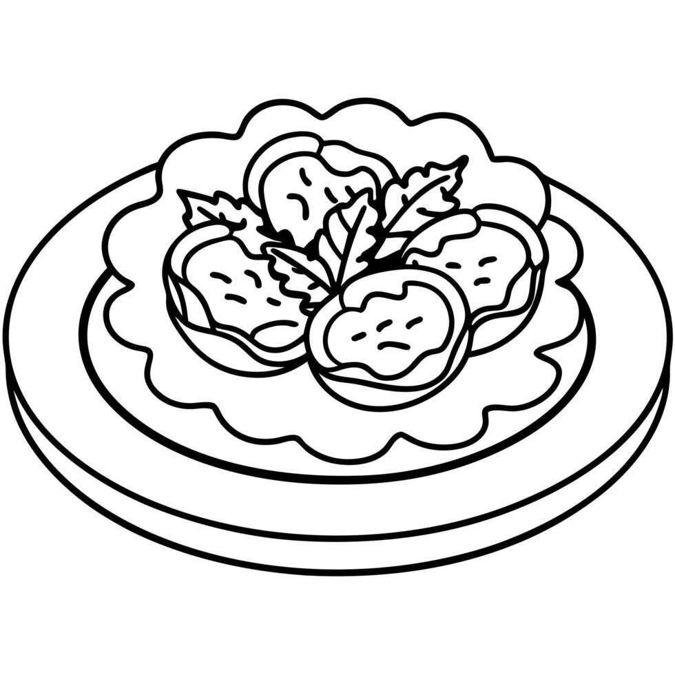 Delicious food line art for coloring book vector